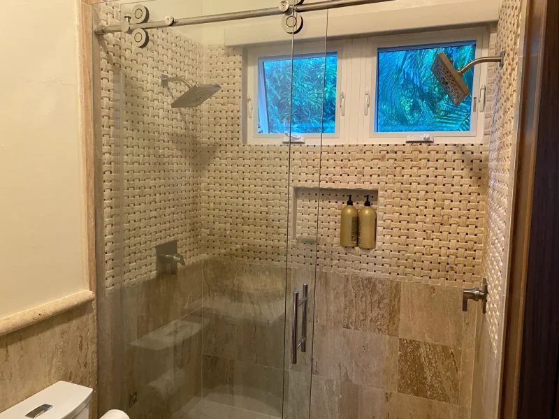 Travertine Meshed & Brushed Tiles Tortola, BVI. TMesh4